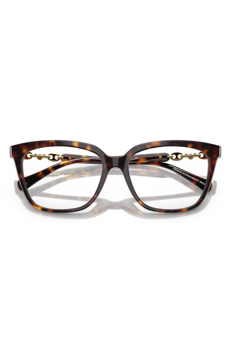 Emporio Armani 55mm Cat Eye Optical Glasses, Alternate, color, Shiny Havana / Demo Lens