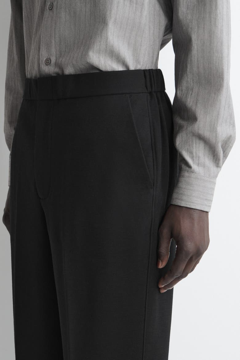 Wool-jersey Relaxed-fit Straight-leg Pants, Alternate, color, BLACK