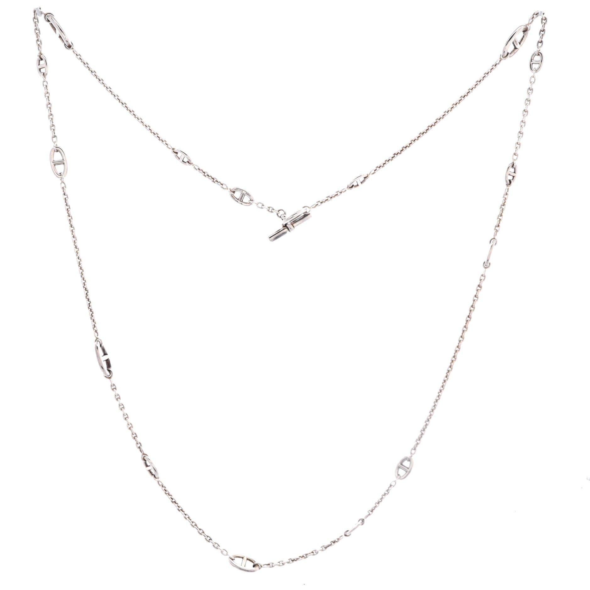 Pre-Owned Hermes Farandole Long Necklace Sterling Silver 160, Alternate, color, Silver