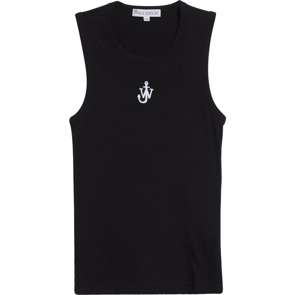 Jw Anderson J. W. Anderson Anchor Fitted Ribbed Top In Black