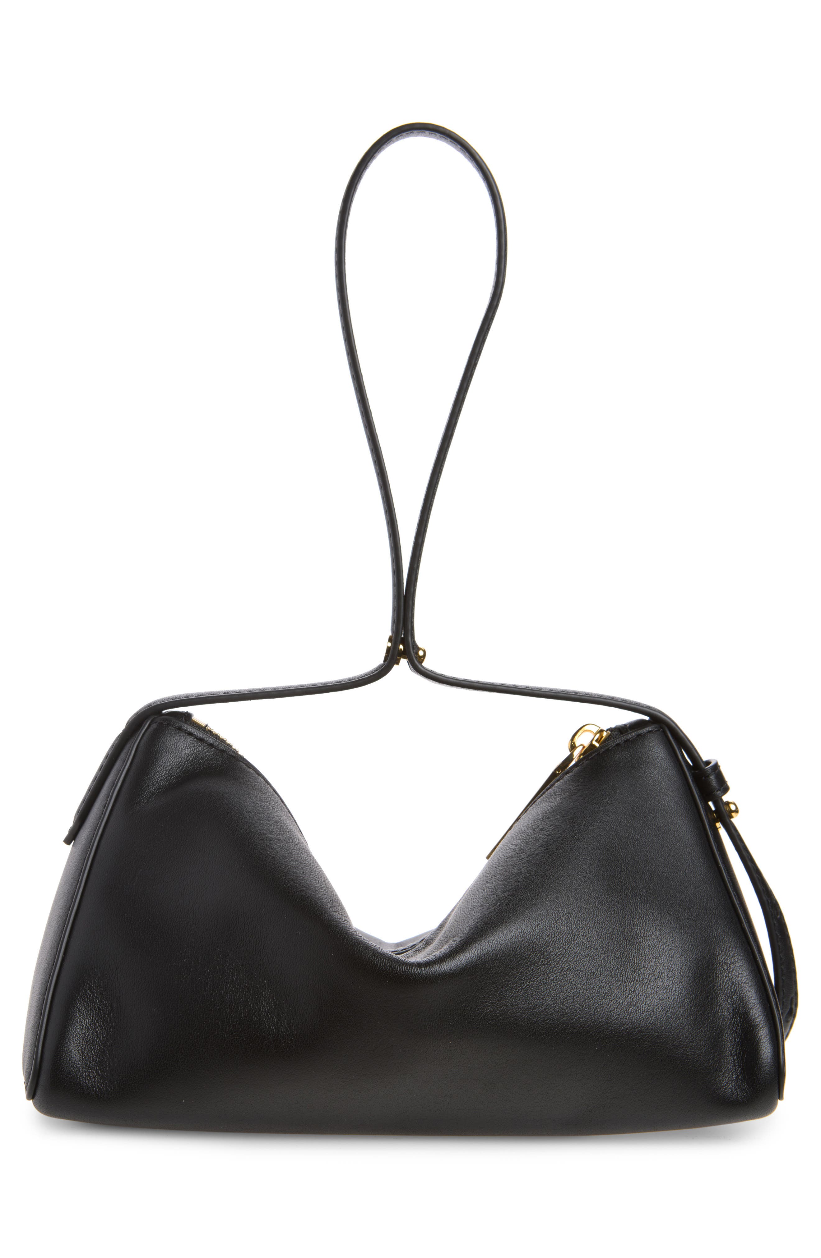 Prism Leather Shoulder Bag, Alternate, color, BLACK