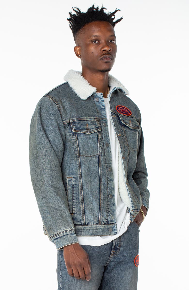 Von Dutch Piston Denim Trucker Jacket, Alternate, color, Hazestone