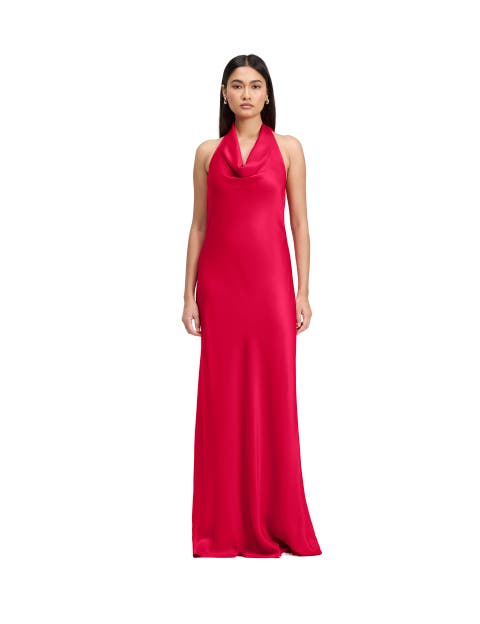 Elara Cowl Front Satin Maxi Dress