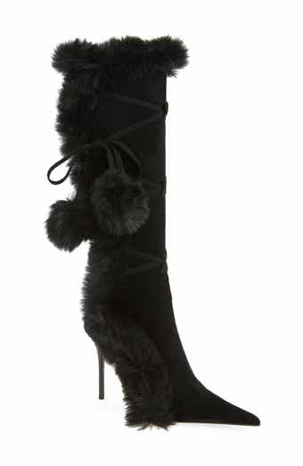 Jeffrey Campbell Chilly Faux Fur Trim Pointed Toe Boot