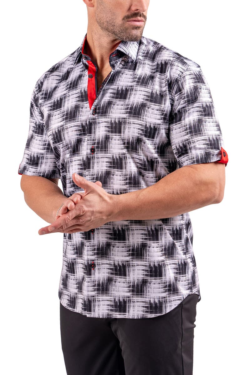 Maceoo Galileo Resistance0317 White Short Sleeve Cotton Button-Up Shirt, Alternate, color, White