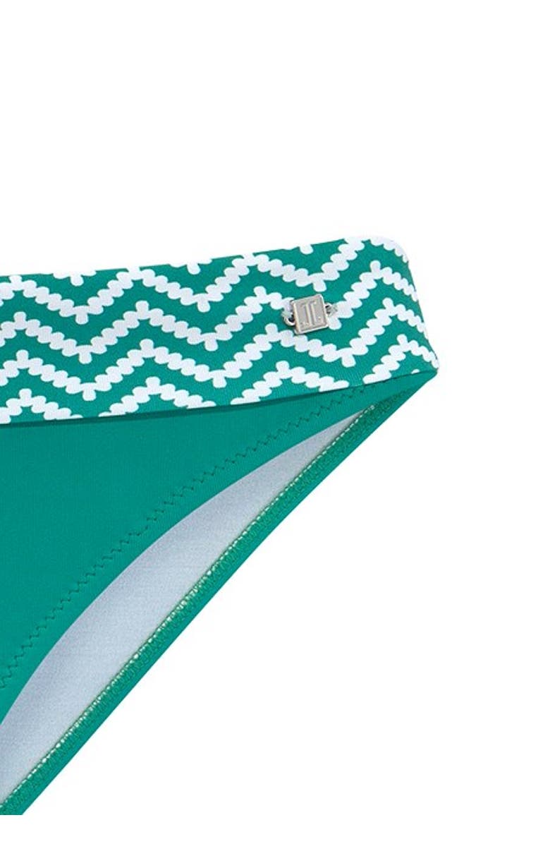 LASCANA Women's Chevron Fold Over Bikini Bottom, Alternate, color, Green & White