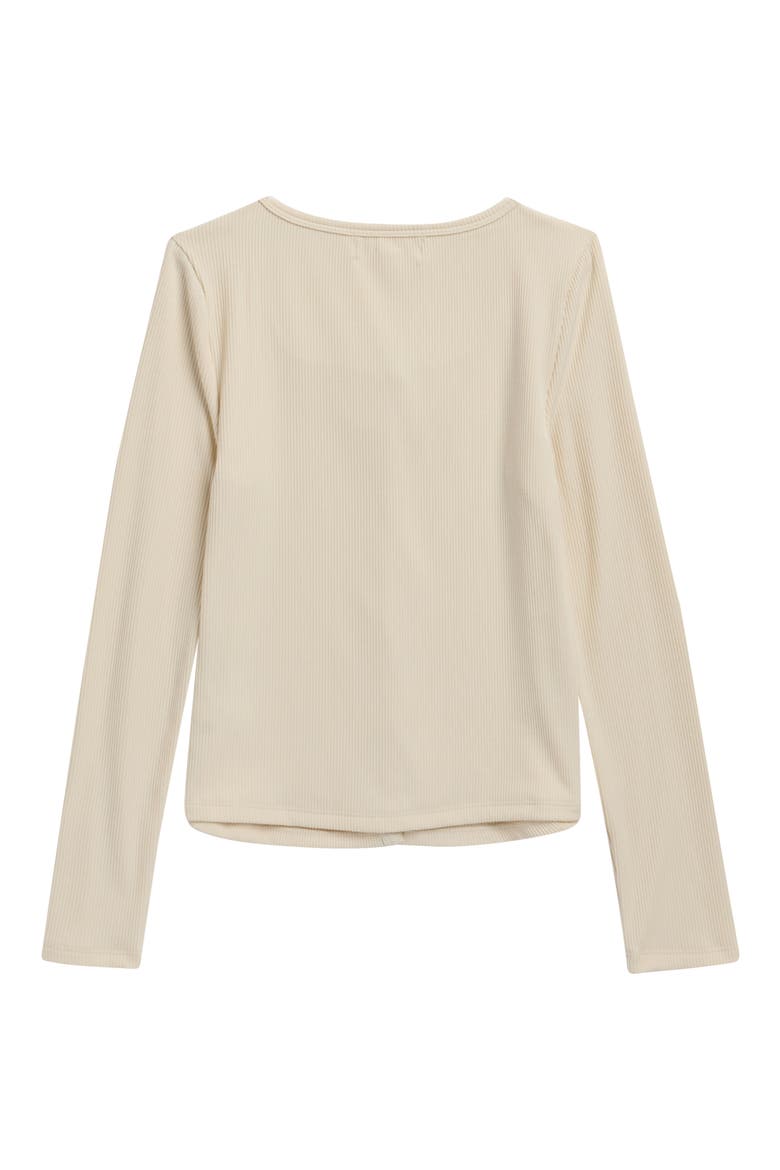 Kids' Long Sleeve Rib Knit Button-Up Top, Alternate, color, OATMEAL