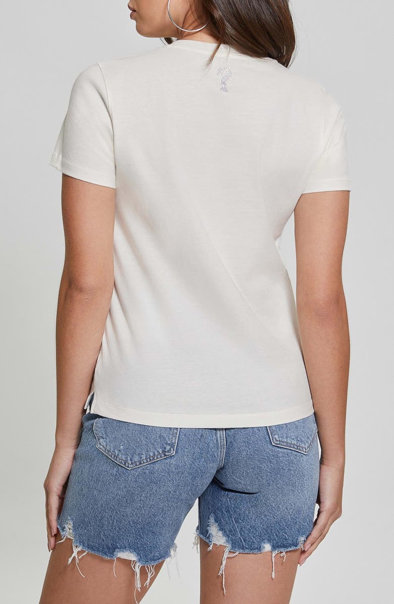 GUESS Beaded Floral Graphic Cotton T-Shirt, Alternate, color, 