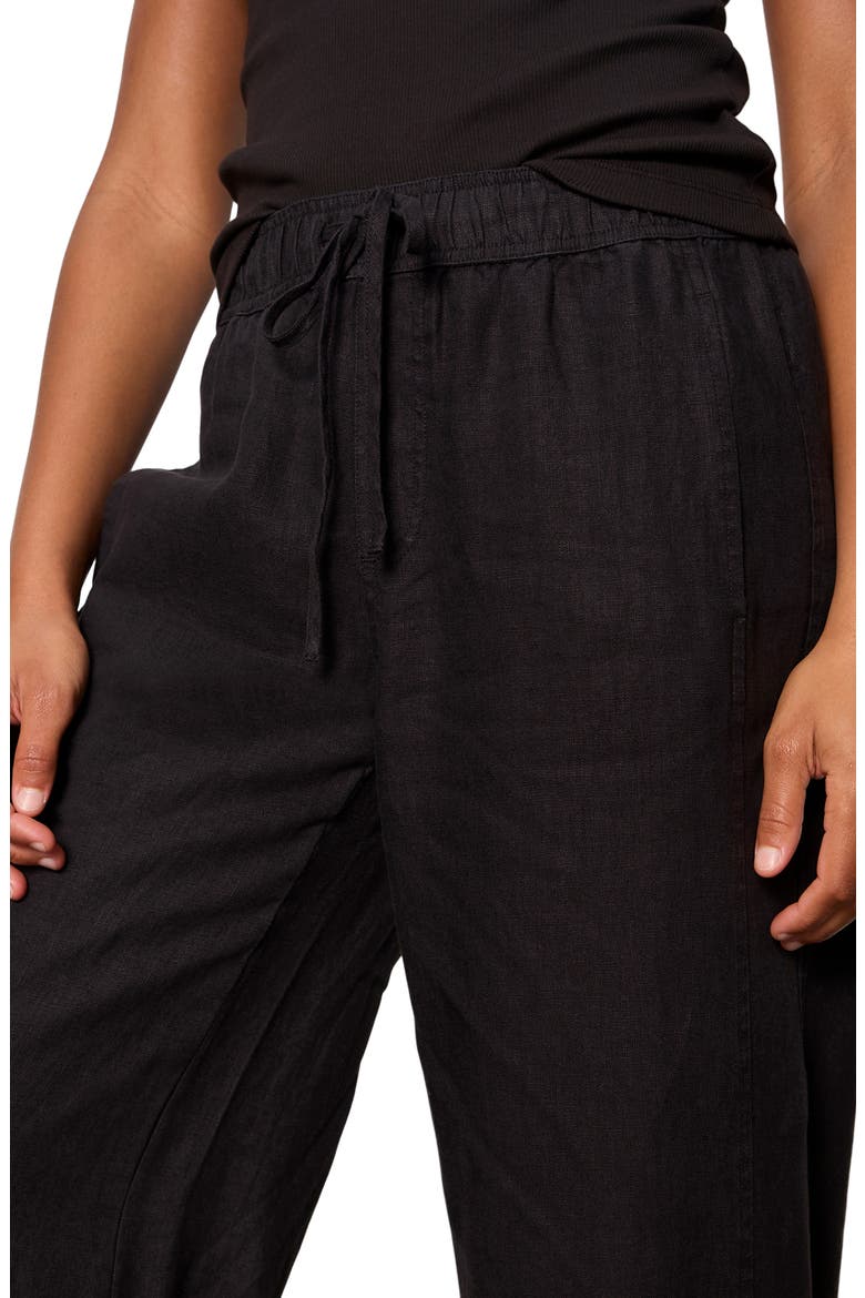 Melody Drawstring Linen Balloon Pants, Alternate, color, BLACK