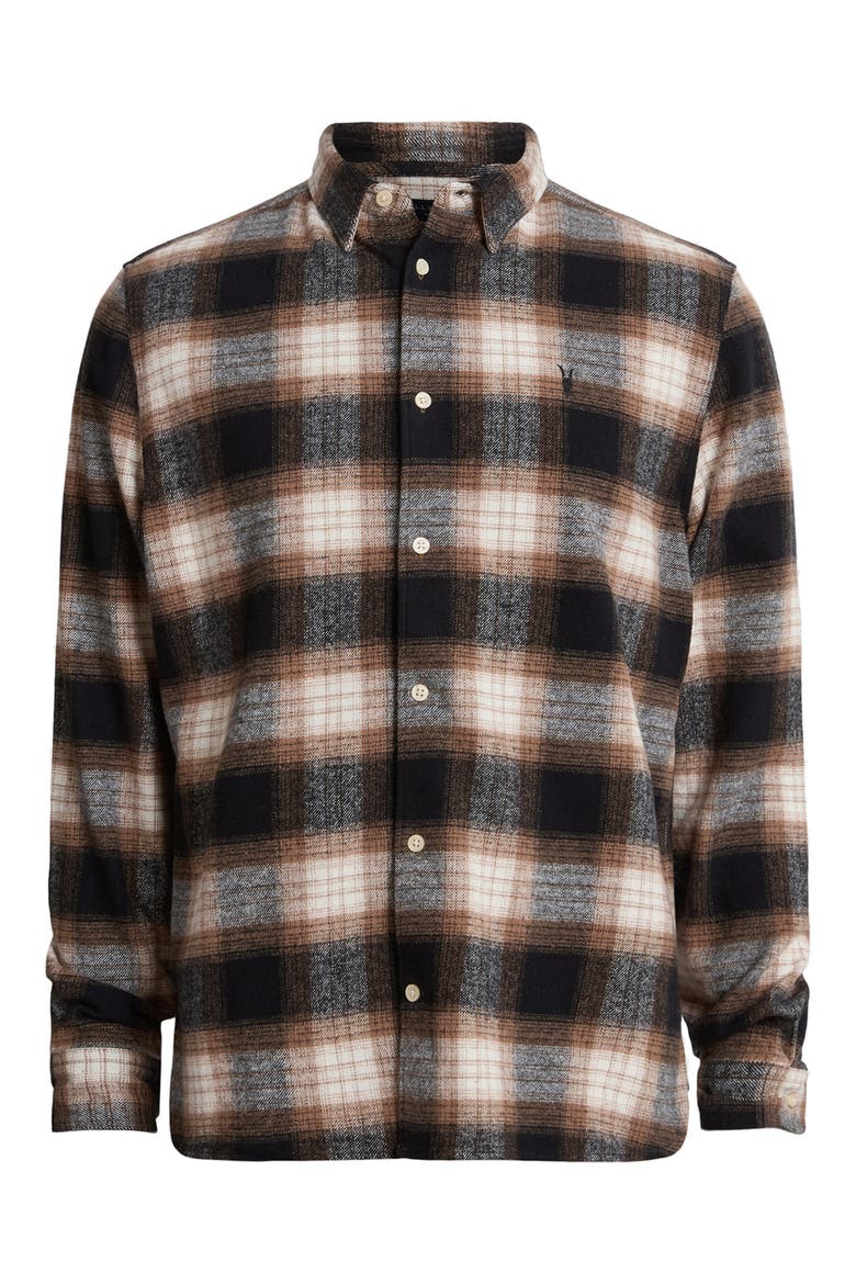 Mercy Plaid Cotton Flannel Button-Up Shirt, Alternate, color, RUSTY ORANGE/BLACK/WHITE