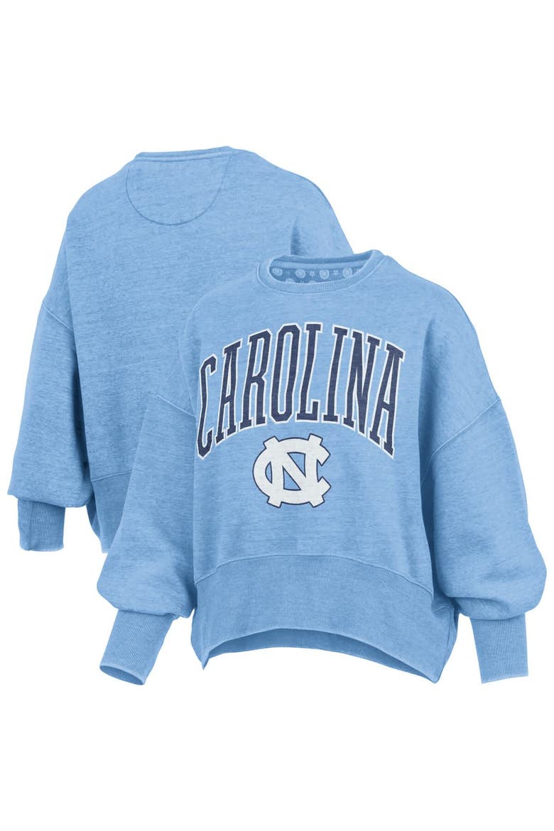 Women's Pressbox Carolina Blue North Carolina Tar Heels Oversized Waist-Length Crewneck Sweatshirt, Main, color, Light Blue