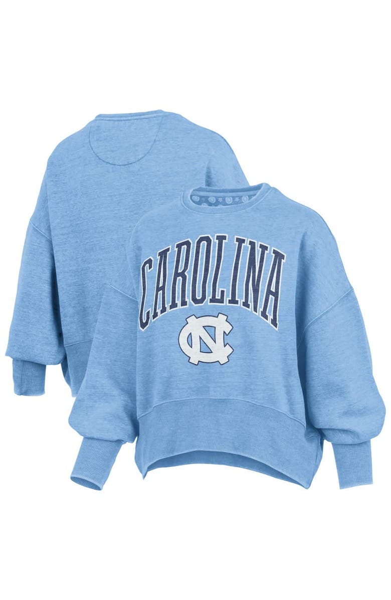 PRESSBOX Women's Pressbox Carolina Blue North Carolina Tar Heels Oversized Waist-Length Crewneck Sweatshirt, Main, color, 