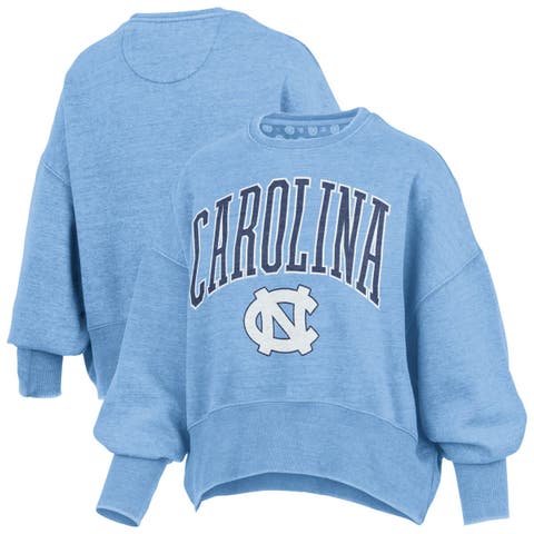 Women's Pressbox Carolina Blue North Carolina Tar Heels Oversized Waist-Length Crewneck Sweatshirt