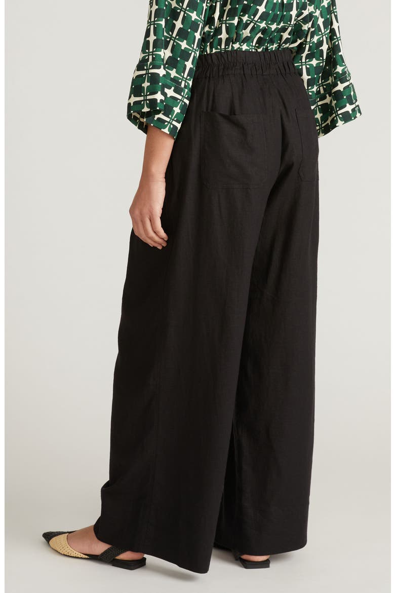 Marley Pleated Linen Blend Wide Leg Pants, Alternate, color, BLACK