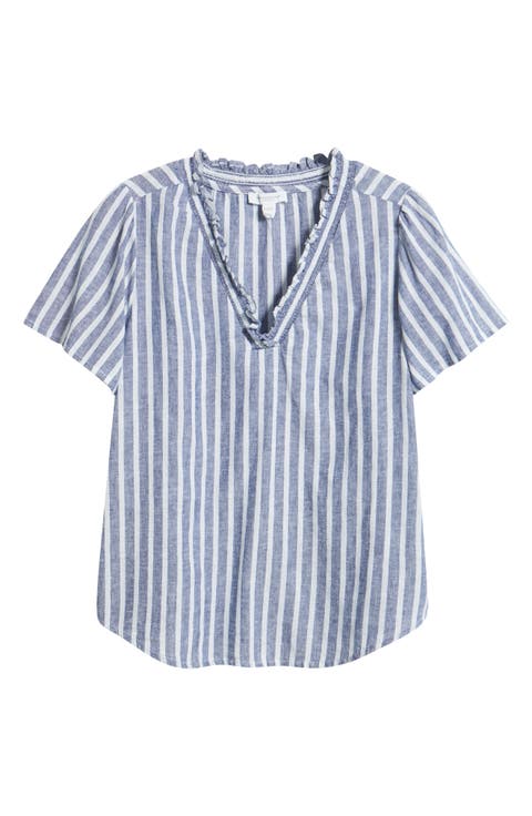 Bree Ruffle Linen & Cotton Top