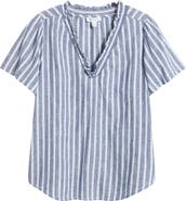 beachlunchlounge Bree Ruffle Linen & Cotton Top