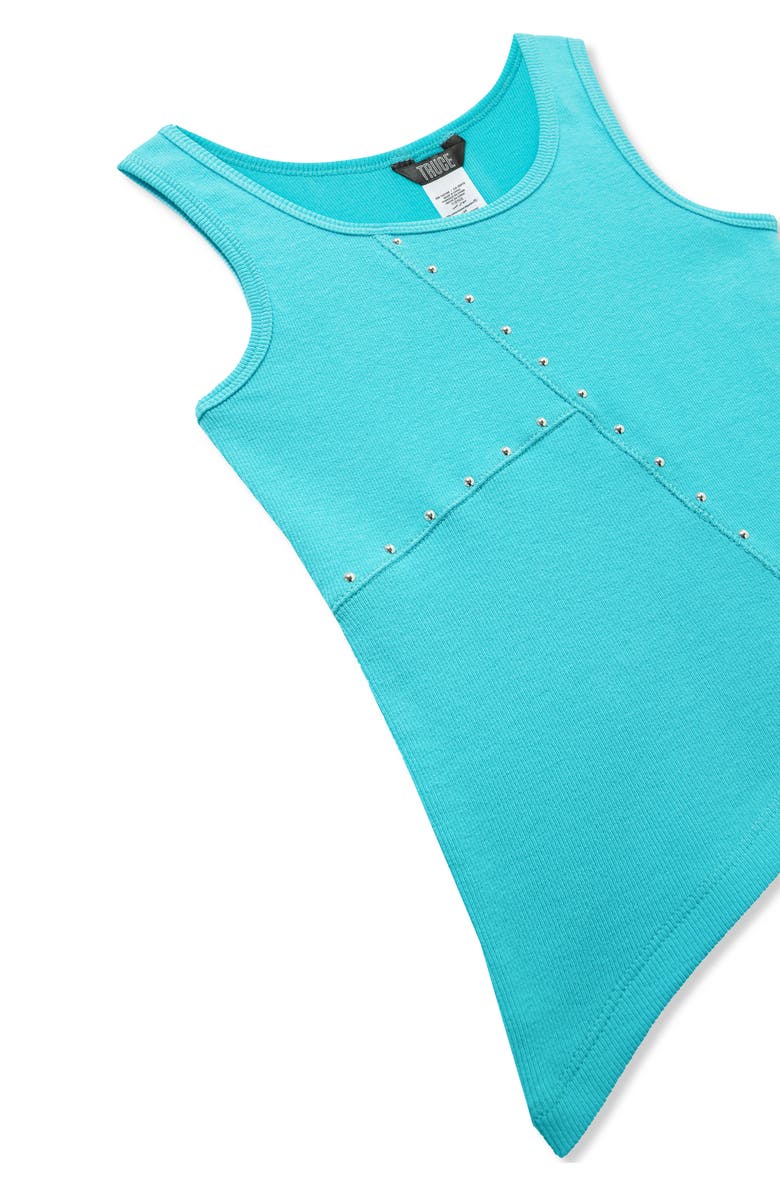 Truce Kids' Rib Stud Accent Cotton Tank, Alternate, color, Teal