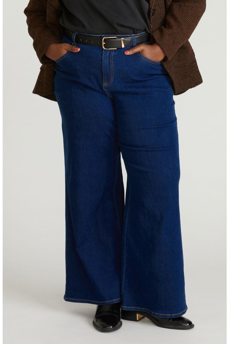 Roxy High Waist Relaxed Bootcut Jeans, Main, color, RIVER BLUE WASH