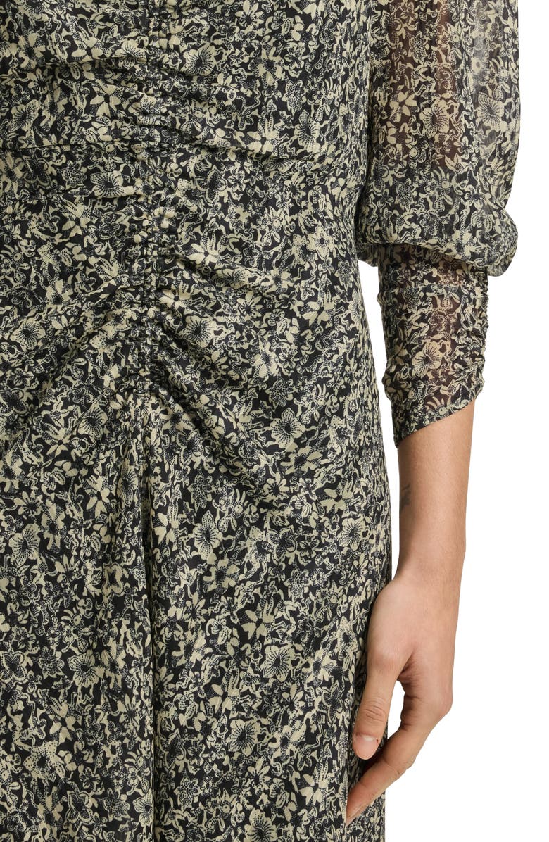 BOSS Orange Derodeo Ruched Midi Dress, Alternate, color, Black Multi