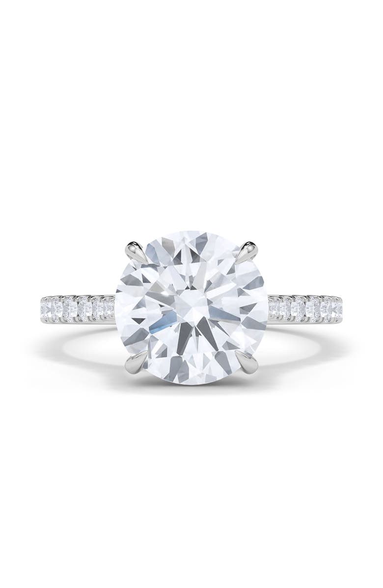 HauteCarat Round Brilliant Cut Pavé Lab Grown Diamond Ring, Alternate, color, 2.00 Ctw 18K White Gold