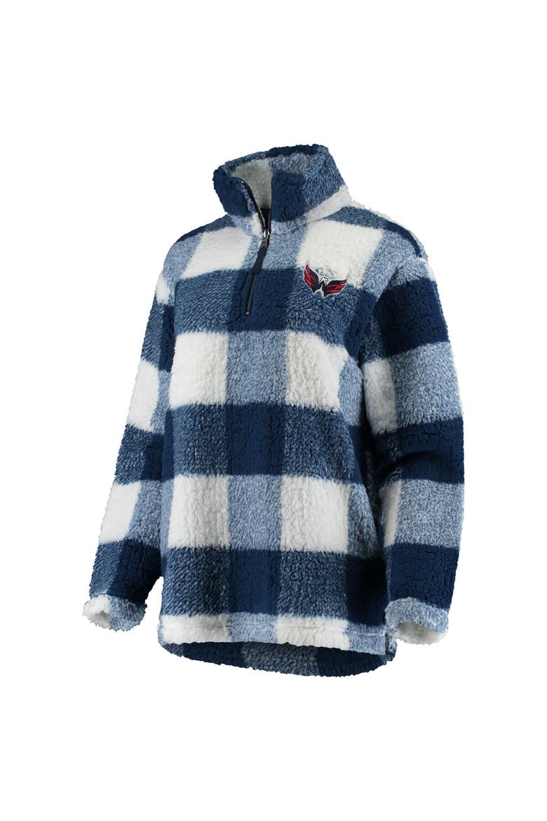 Women's G-III 4Her by Carl Banks Navy/White Washington Capitals Plaid Sherpa Quarter-Zip Jacket, Alternate, color, Navy