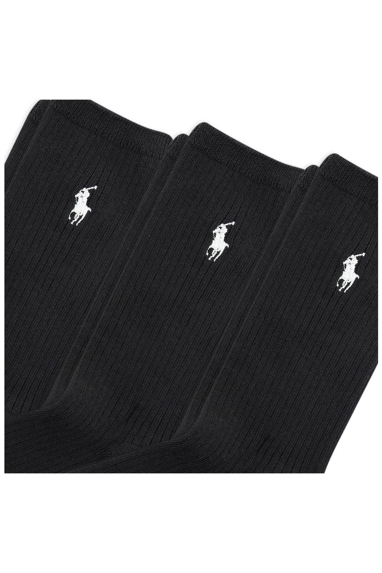 3-Pack Rib Crew Socks, Alternate, color, BLACK