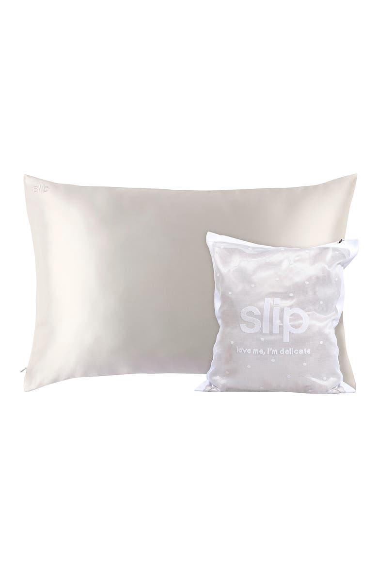 Love Me I'm Delicate Pillowcase & Delicates Laundry Bag Set, Main, color, WHITE