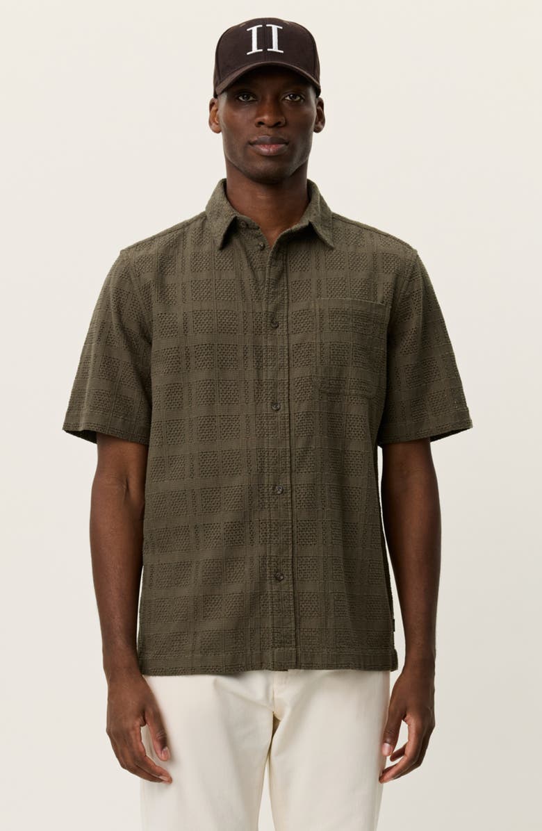 Les Deux Charlie Short Sleeve Button-Up Shirt, Alternate, color, Olive Night