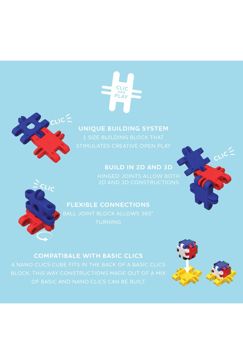 Nano Clics Creative Builders 500, construction toys for children ages 8 and up, creative educational toys in a 500 piece set, building blocks for girls and boys, durable toys, Alternate, color, Multi