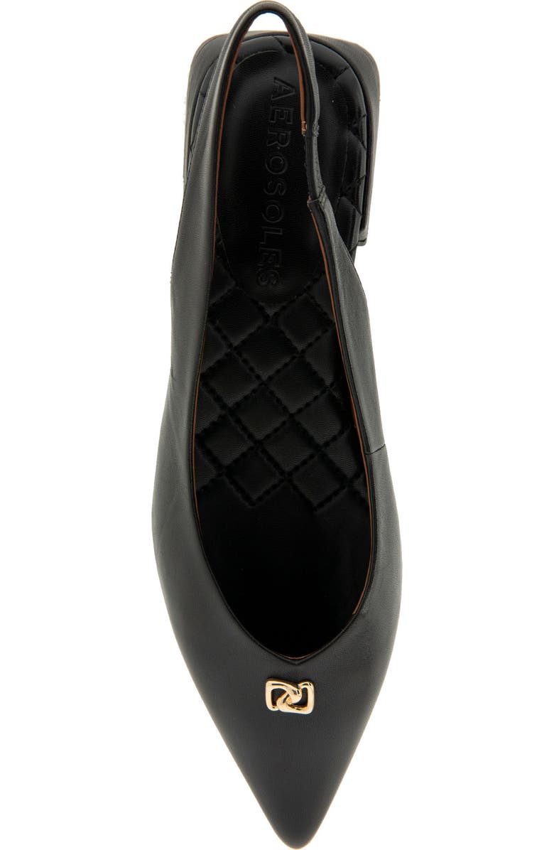 Aerosoles Nayana Pointed Toe Slingback Flat, Alternate, color, 002 Black Leather