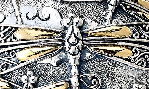 Samuel B. Sterling Silver & 18k Gold Dragonfly Round Pendant In Silver And Gold