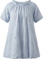 Posie & Pistachio Floral Embroidery Applique Shirred Ruffle Dress