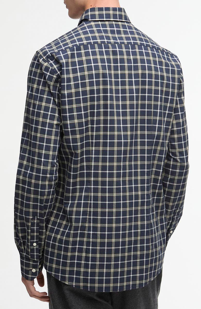 Barbour Bramham Tailored Fit Plaid Cotton Button-Down Shirt, Alternate, color, Navy
