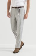 Brunello Cucinelli Silk and cashmere cavalry tweed trousers with pleat