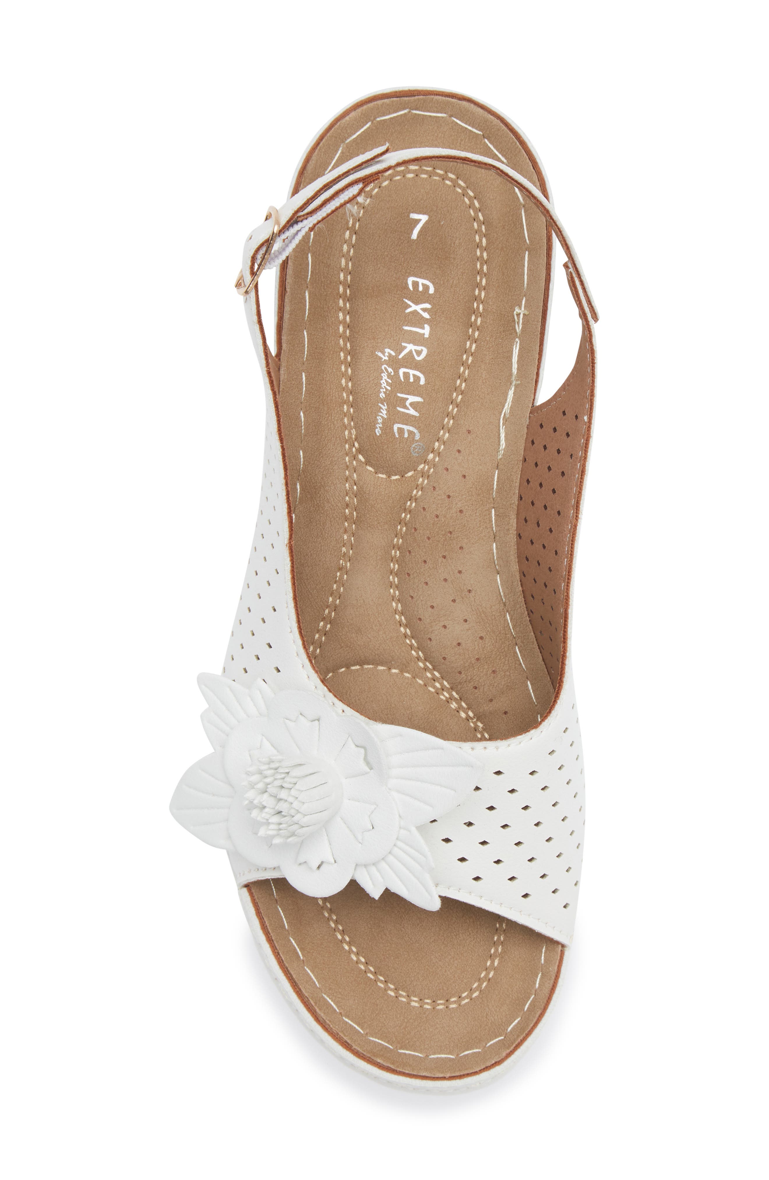 Bethea Floral Appliqué Slingback Sandal, Alternate, color, WHITE