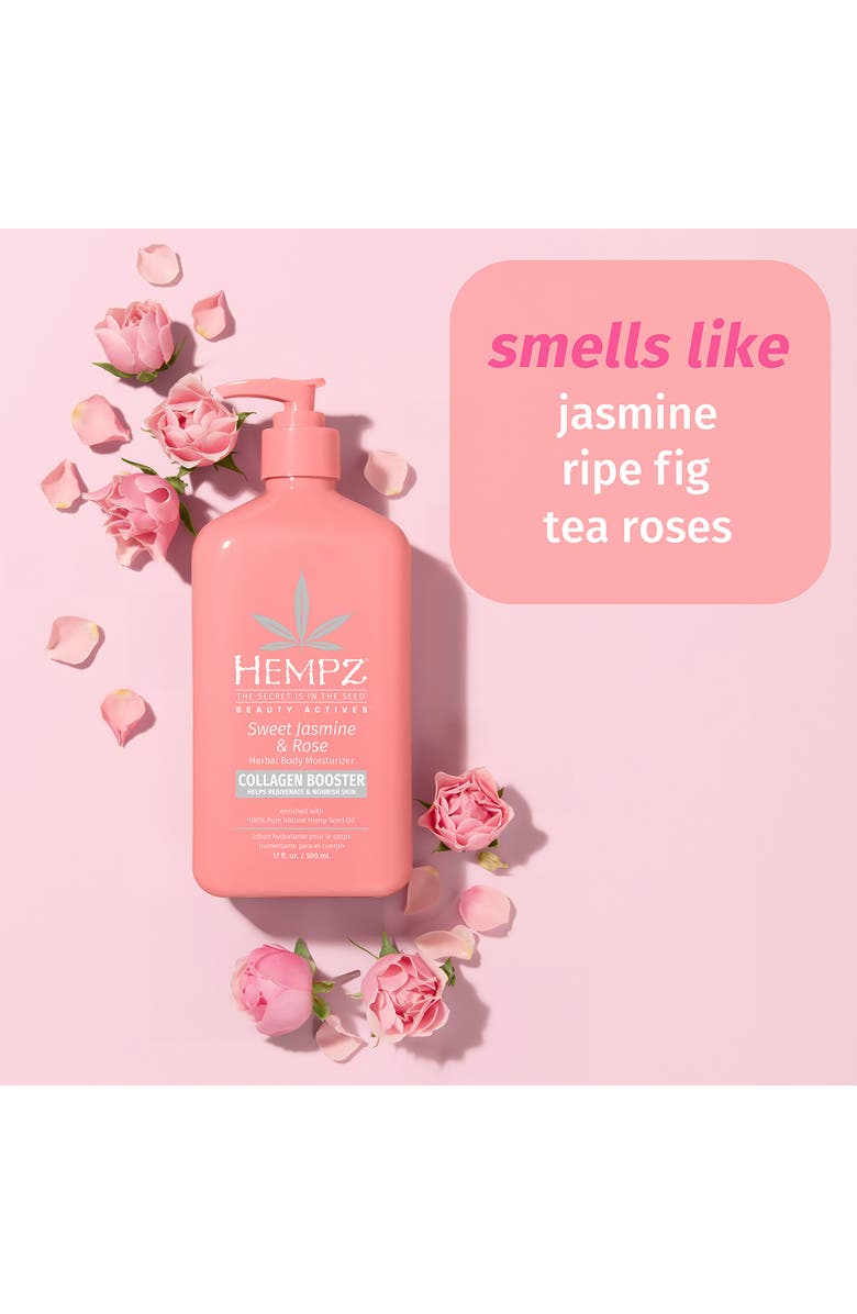 HEMPZ Beauty Actives Sweet Jasmine & Rose Herbal Body Moisturizer with Collagen Booster, Alternate, color,