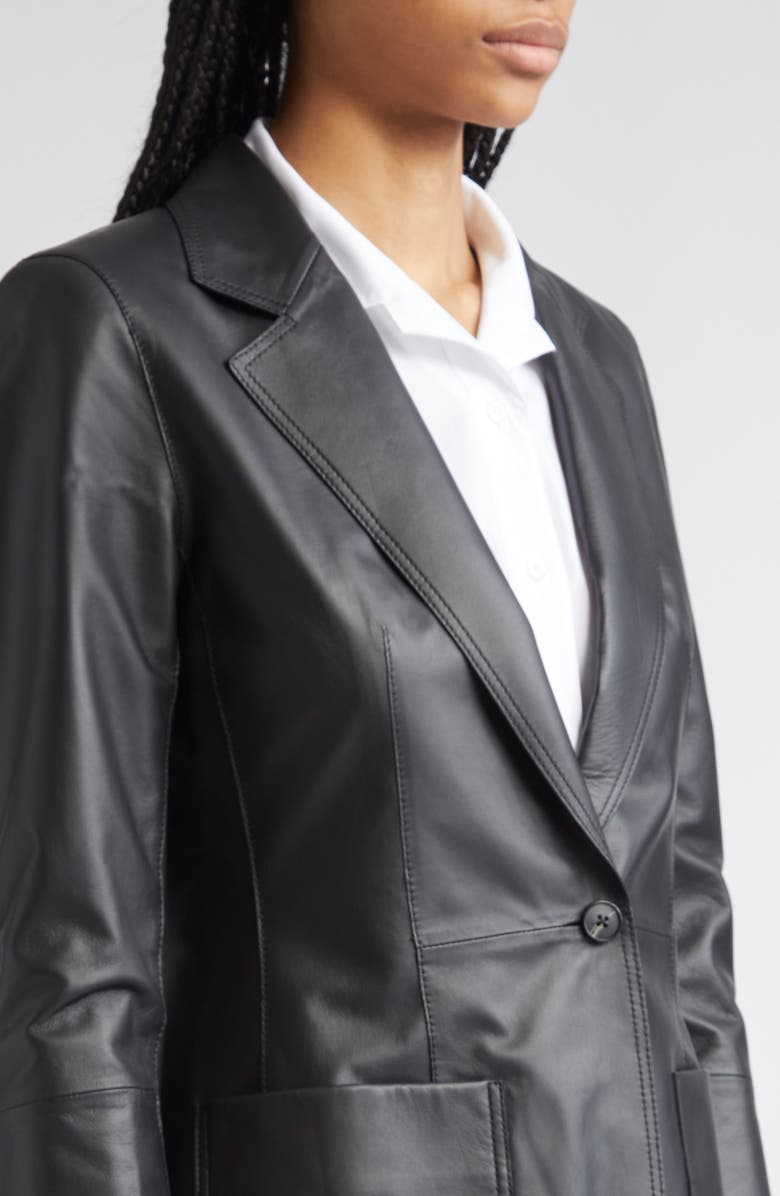 Lafayette 148 New York Patch Pocket Leather Blazer, Alternate, color,