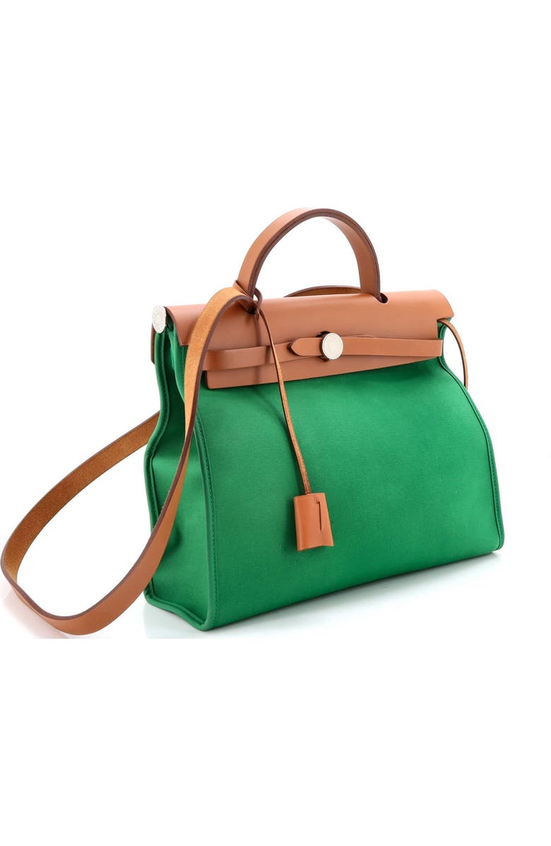 Pre-Owned Hermes Herbag Zip Leather and Toile 31, Alternate, color, Green