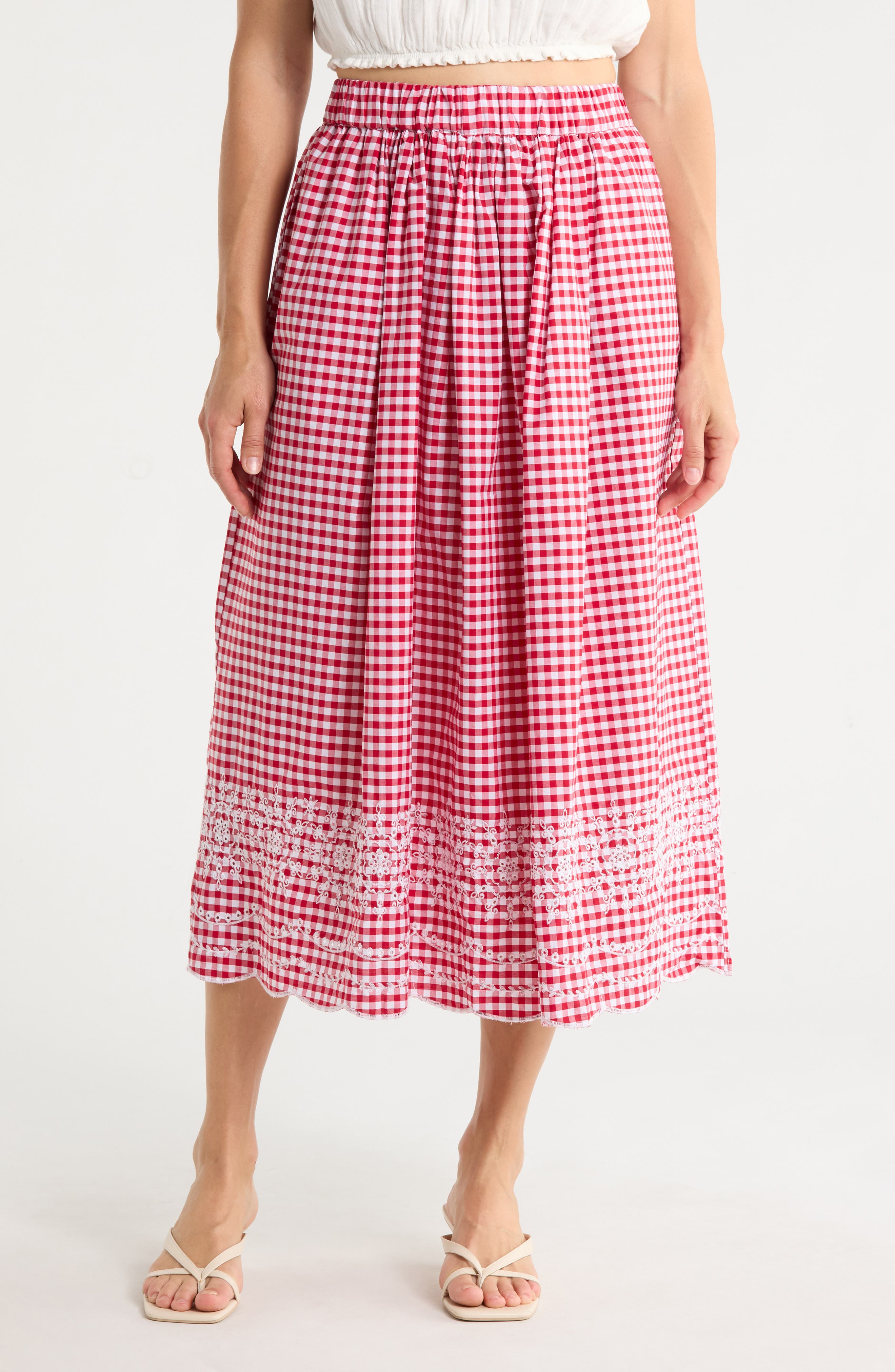 Ellen Tracy A-Line Embroidery Midi Skirt