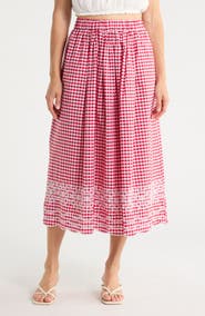 Ellen Tracy A-Line Embroidery Midi Skirt