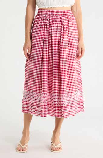 Ellen Tracy A-Line Embroidery Midi Skirt