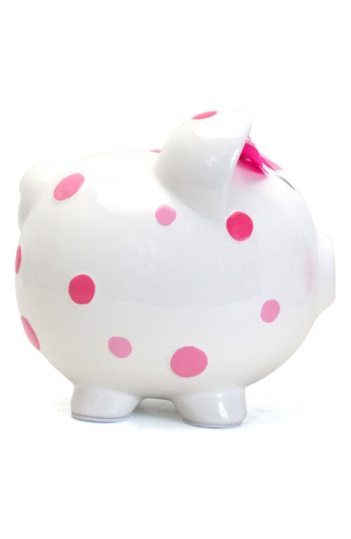 Child To Cherish Pink Polka Dot Ceramic Piggy Bank In Pink