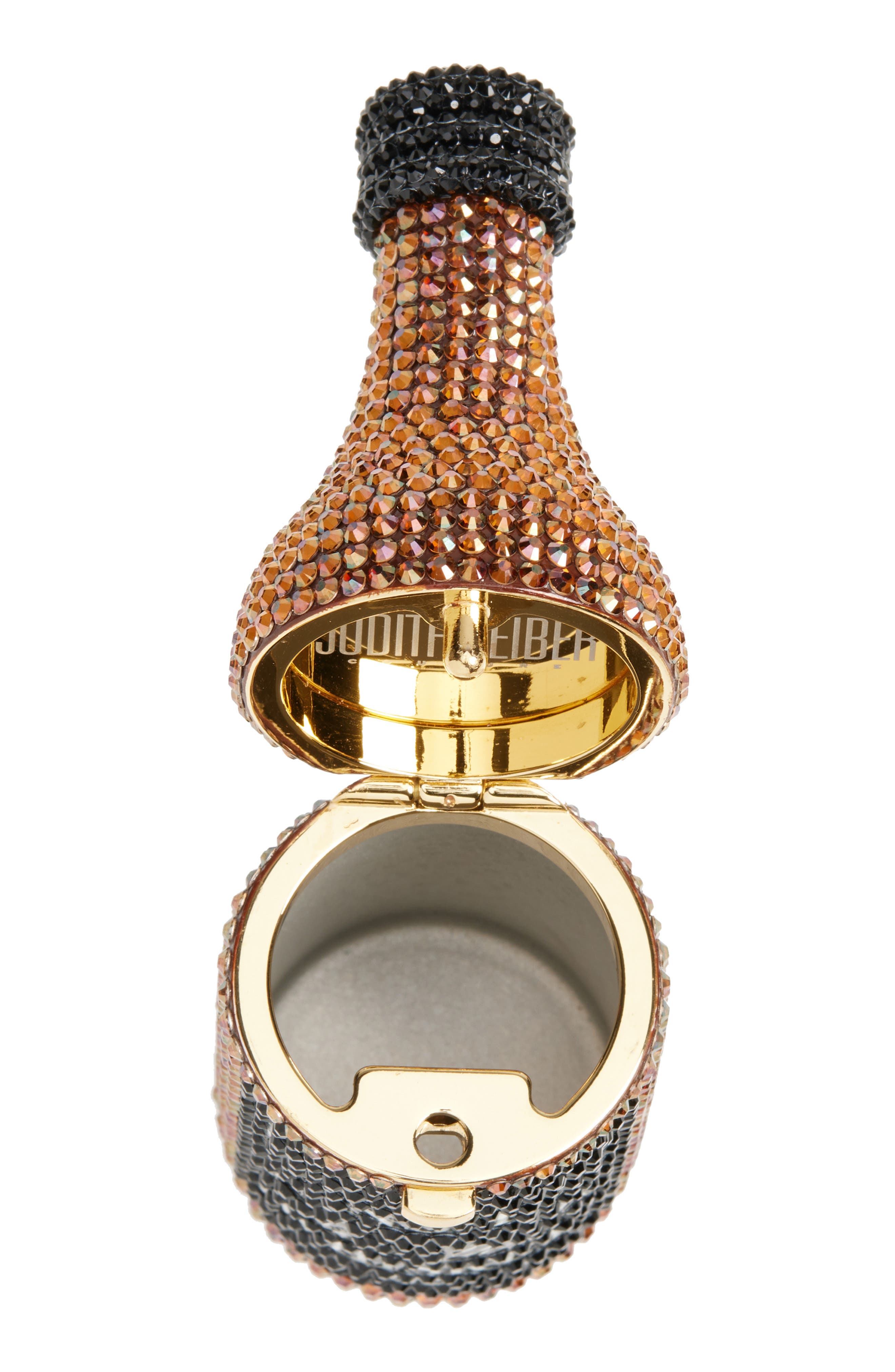 JUDITH LEIBER COUTURE Mini Crystal Bottle Pillbox, Alternate, color, Champagne Brown Mult