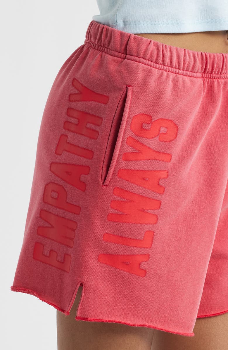 THE MAYFAIR GROUP Empathy Always Graphic Sweat Shorts, Alternate, color, Red