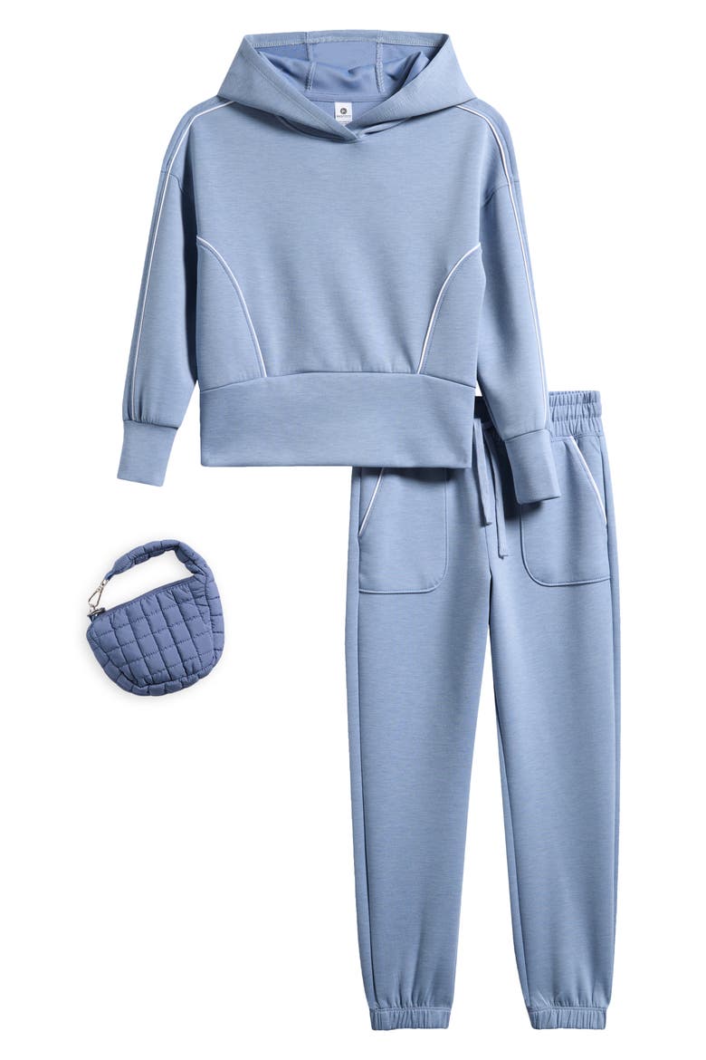 Kids' Hoodie, Joggers & Scuba Purse Set, Main, color, HEATHER TIDAL WAVE COMBO
