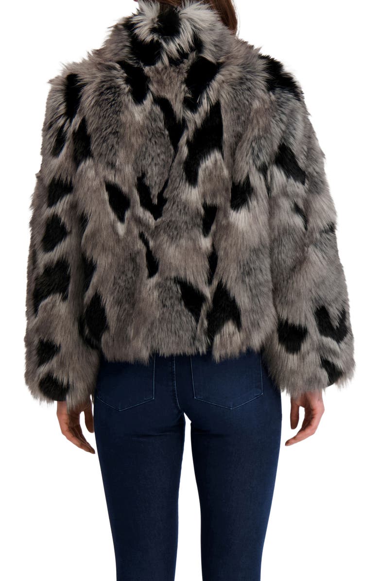 Lyla Grant Fur-Free Fox (Faux Fur) Jacket, Stand Collar, Alternate, color, Black/Gray
