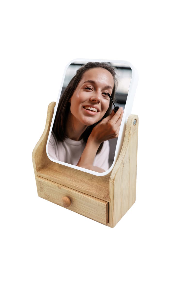 Dual-Sided Vanity Mirror with Drawer Base, Alternate, color, Ivory