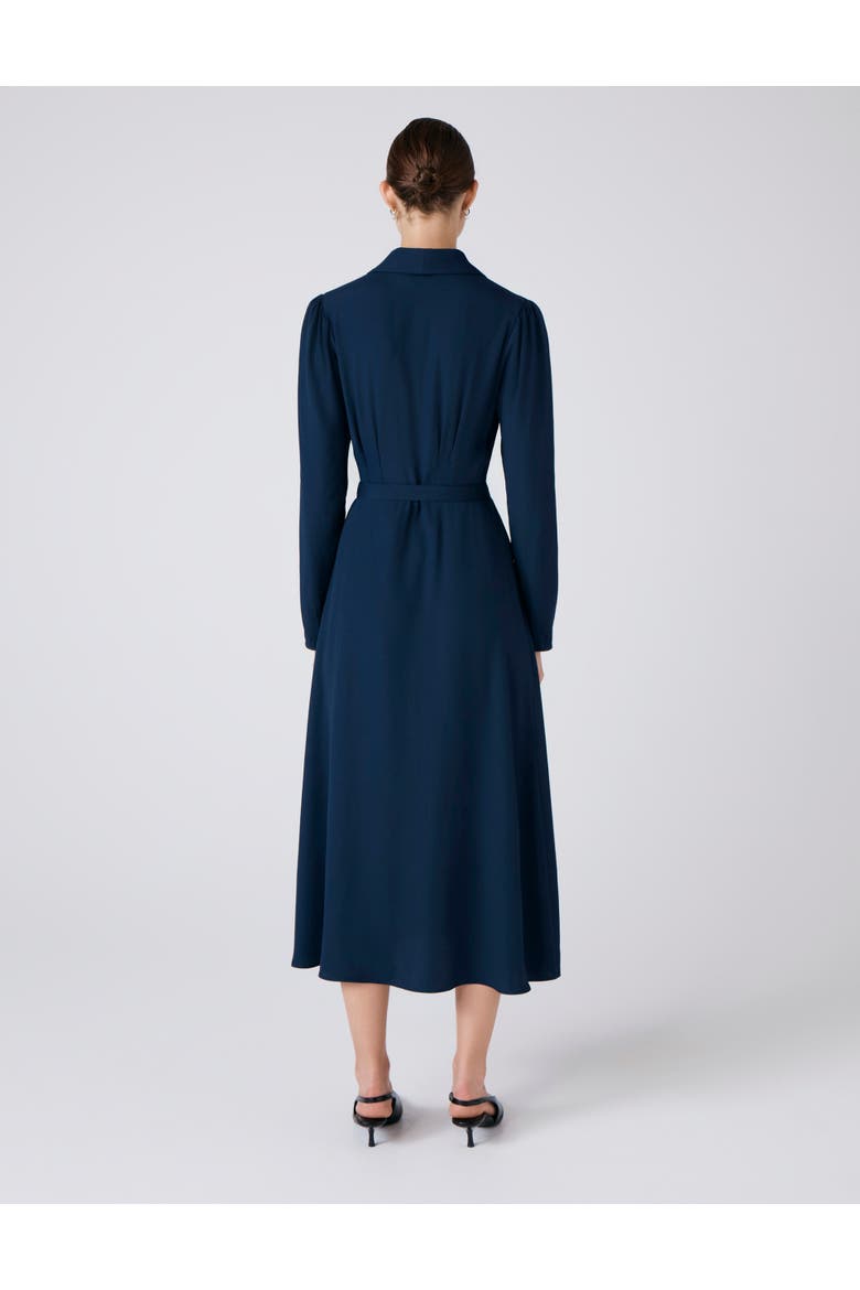 Elena Crepe Button Through Midi Dress, Alternate, color, Navy