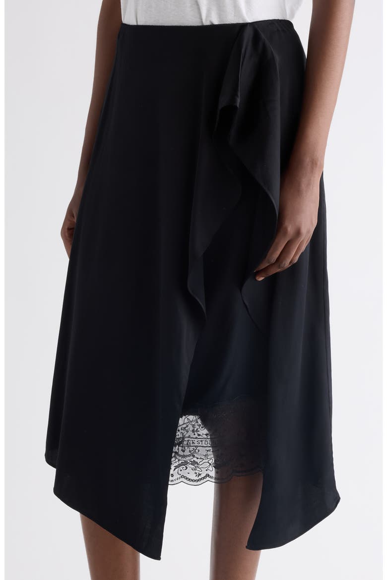 Inouka Layered Satin & Lace Skirt, Alternate, color, BLACK