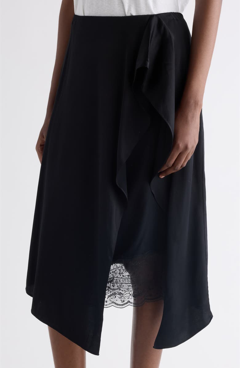 Acne Studios Inouka Layered Satin & Lace Skirt, Alternate, color, Black